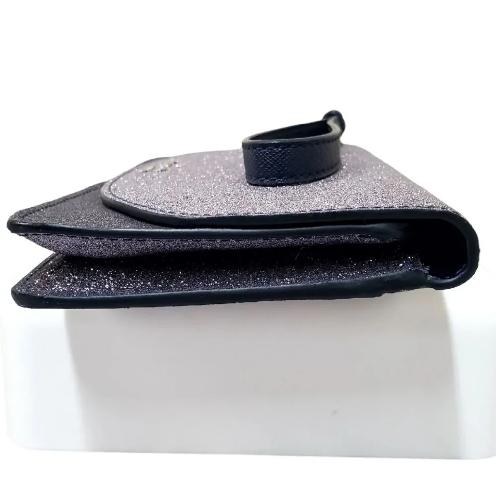KATE SPADE NY Glitter Slim Wallet Wristlet Clutch Snap Closure
